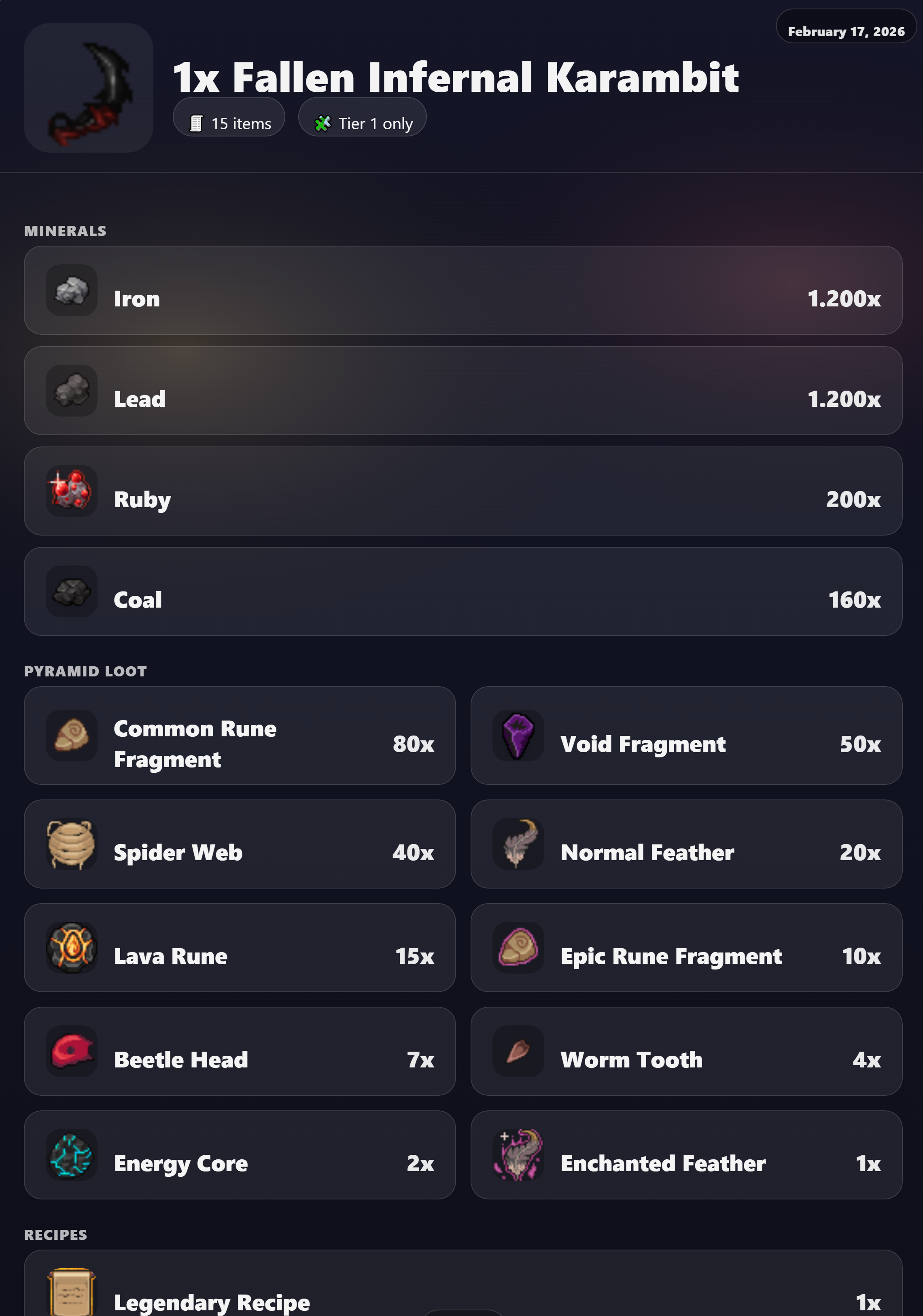 Crafting Calculator preview