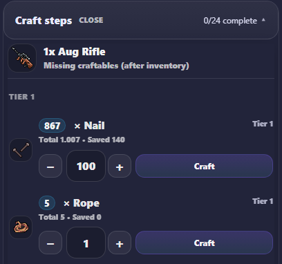 Craft steps direct craft preview
